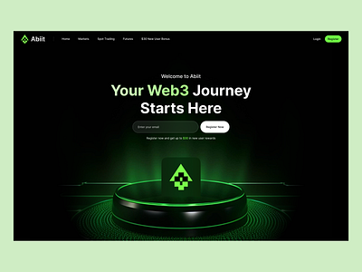Crypto Landing Page blockchain crypto cryptocurrency dark finance fintech futuristic homepage landing page landingpage market token trading ui design uiux ux design web design web3