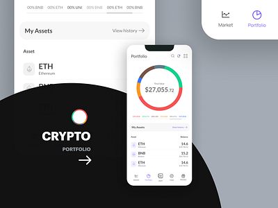 Crypto app - Portfolio Screen crypto portfolio crypto screen minimalist app modern trending crypto ui ui ux design