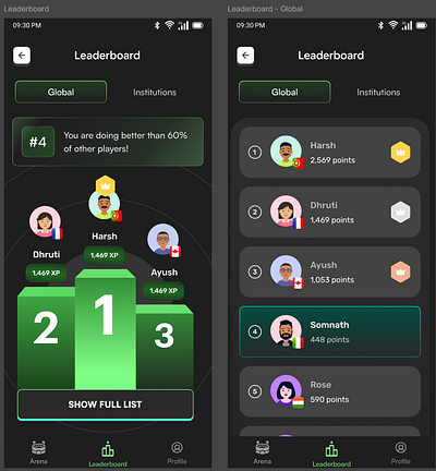 Matiks Leaderboard Concept ui