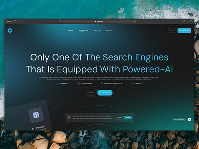 AI Search Engines - Hero Section Design ai assistent color colorful creative dark design engine friendly hero modern power powerful search section ui ux web website