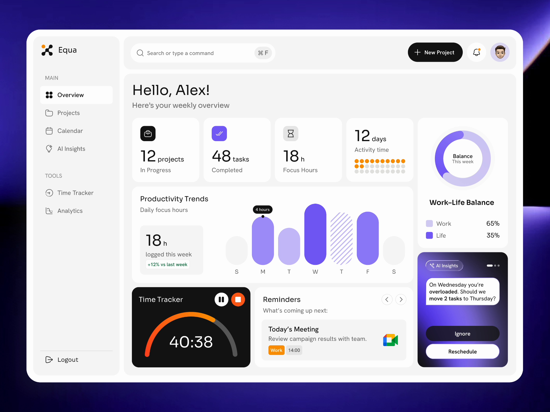 Example of Web App Design - Task Tracker & AI Dashboard