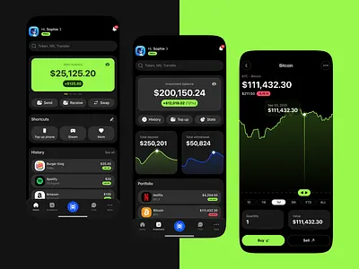 Digital Wallet UI Concept app bitcoin blockchain chart coin crypto app crypto currency crypto trade design exchange figma finance interface ios token traiding ui ux wallet web3