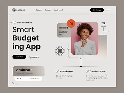 Hero Section Sesign- Budgeting App creativedesign designinspiration dribbbledesign herosection modernui portfoliodesign uiuxdesign visualstorytelling webdesign