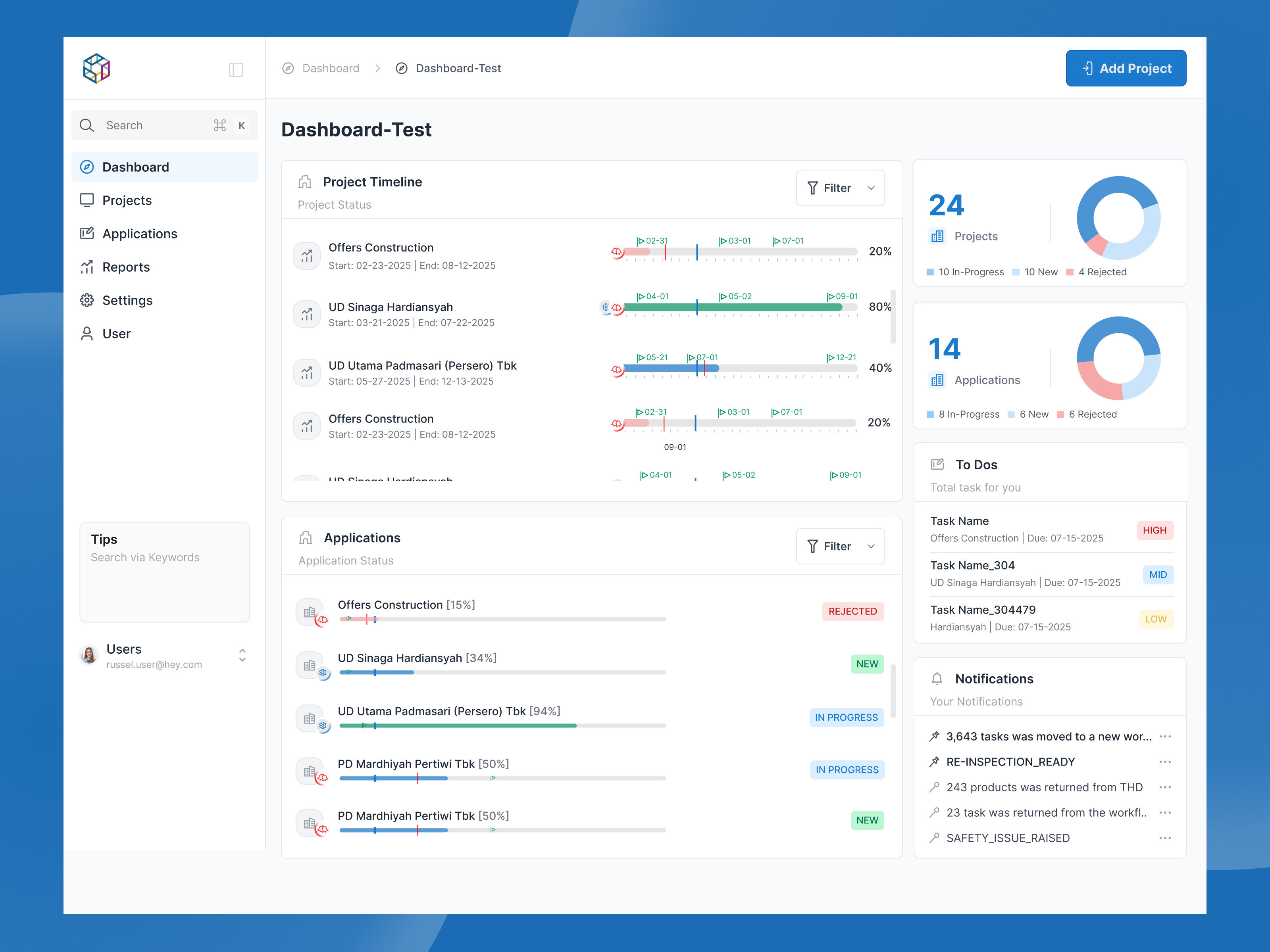 Bakara CRM dashboard onstructiontech realestatecrm uidesign webdesign