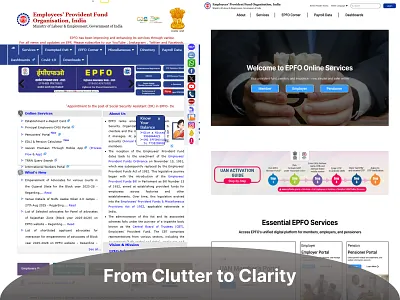 EPFO Landing Page Redesign — Simplifying Access for Millions accessibility design clean design design system epfo figma design government portal government ux information architecture landing page design minimal design modern interface public service design redesign challenge ui uidesign user experience ux case study ux strategy web accessibility web redesign