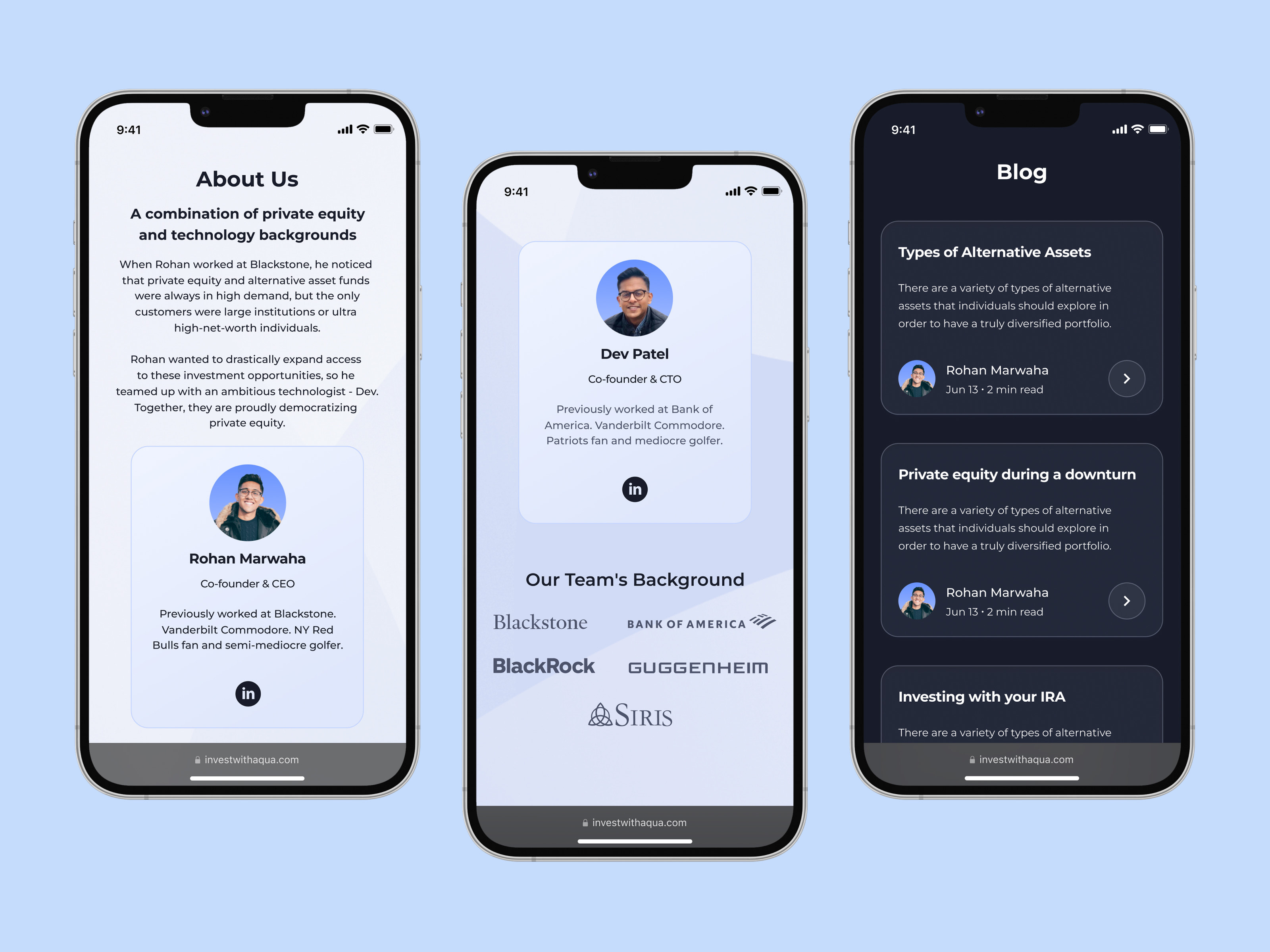 Aqua Investment Platform by Awesomic on Dribbble