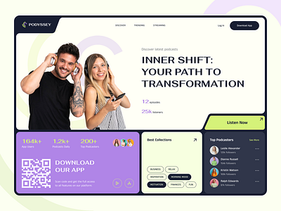 Podyssey - Podcast Platform app audiobook clean drumncode mobile app player podyssey web app web development web platform
