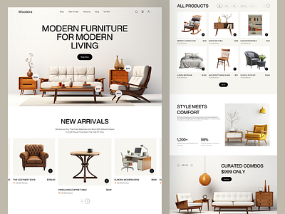 Modern Furniture Website Design clean ecommerce furniture store furniture website homepage design interior design landing page minimal minimal design modern design product design shopping ui ux ux design web design website design