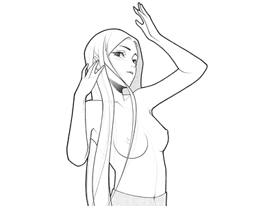 dancing thoughts inside my mind black and white body character character design comic draw drawing fantasy girl halftone illustration line minimal monochrome pencil procreate simple