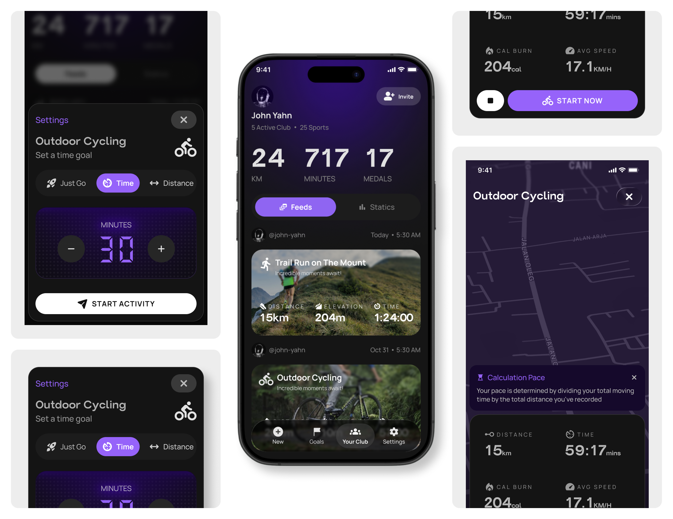 Sport Tracking Experience cycling cyclingapp darkmode exploration mobileapp mobiledesign running runningapp sportapp trailrun ui uidesign uiux
