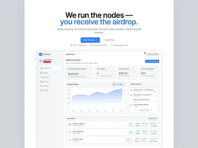 NodeFlow — Managed Web3 Node Hosting ai design ai inteligence creative dashboard figma graphic design landing page nodeflow saas uiux web3 webapp
