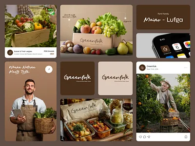Greenfolk - Veggies Branding brand branding design figma logo logo design marketing packaging ui veggies