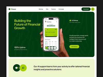 Finovo— Fintech Website | Header Exploration best design agency digital banking ecommerce finance card financial services website financial website fintech dashboard fintech header fintech website header section landing mobile banking ui online banking interface payments seative uiux agency website header