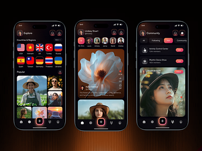 Social Media Mobile App app design app ui community app design mobile app mobile app design networking app product design social app social media ui uiux