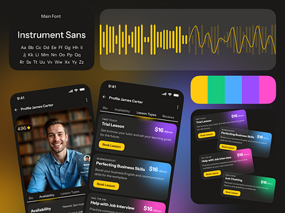 Chatterly - Find your mentor branding communication dark theme design education illustration logo mobile mobile app ui ux