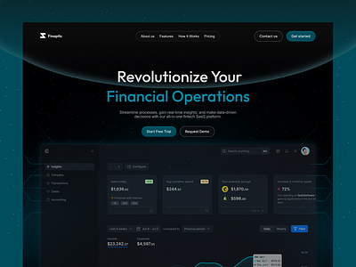 Fintech Landing Page — Finaptic cleaninterface darkui financeapp financialdashboard finaptic fintechdesign landingpage minimalui moderndesign uiinspiration uiuxdesign webdesign