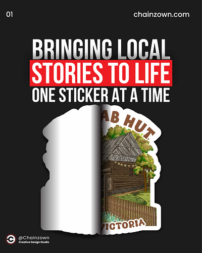 The Slab Hut, Orbost — Illustrated Tribute in Sticker Form branding custom artwork graphic design heritagedesign illustration retro design sticker design visual story
