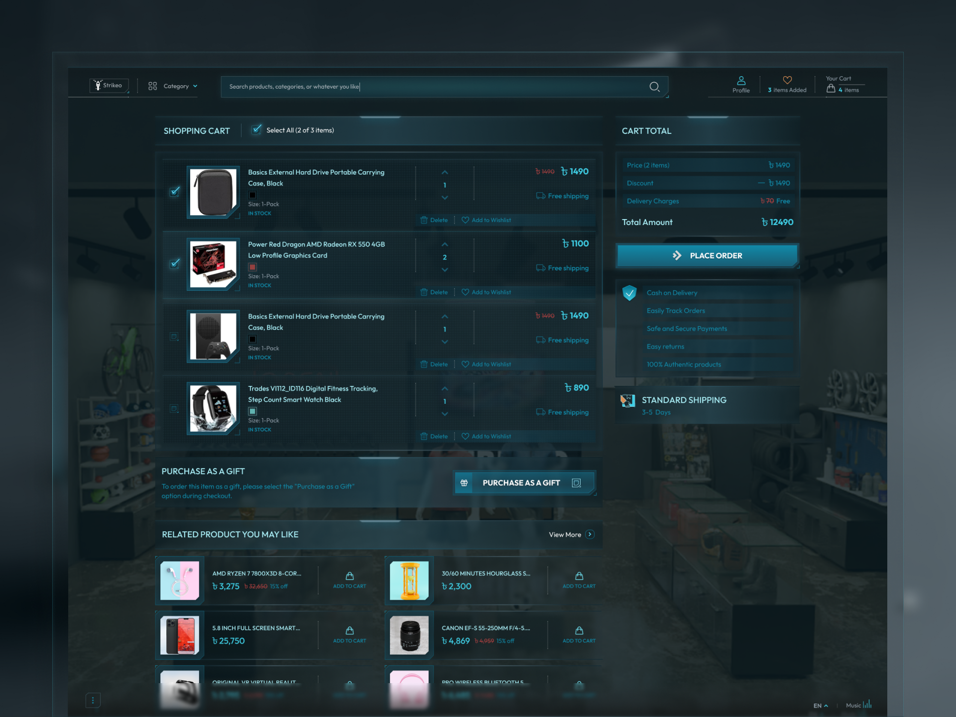 E-Commerce Product Cart Page 3d design 3d rendering 3d web 3d website branding cart page checkout flow design e commerce figma interactive interactive 3d minimalist modern ui product cart shopping cart ui uiux ux web design