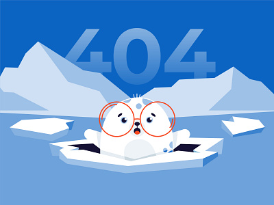 The error 404 page illustration 404 animal character cute error glasses help iceberg illustration lost mascot nerdy pinnpinnipeds seal smart vector winter wise