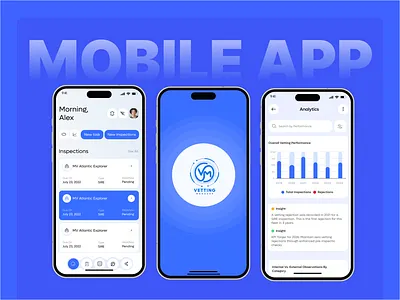 Vetting - Mobile app Design 3d animation appconcept appshowcase dashboarddesign graphic design inspectionapp moderninterface motion graphics ui workflowmanagement