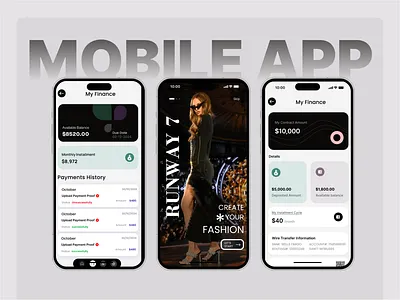 RunWay7 - Mobile app 3d animation app black theme branding creative app graphic design inspectionapp logo mobile app design model app motion graphics ui