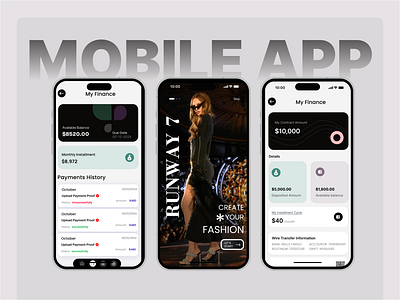 RunWay7 - Mobile app 3d animation app black theme branding creative app graphic design inspectionapp logo mobile app design model app motion graphics ui
