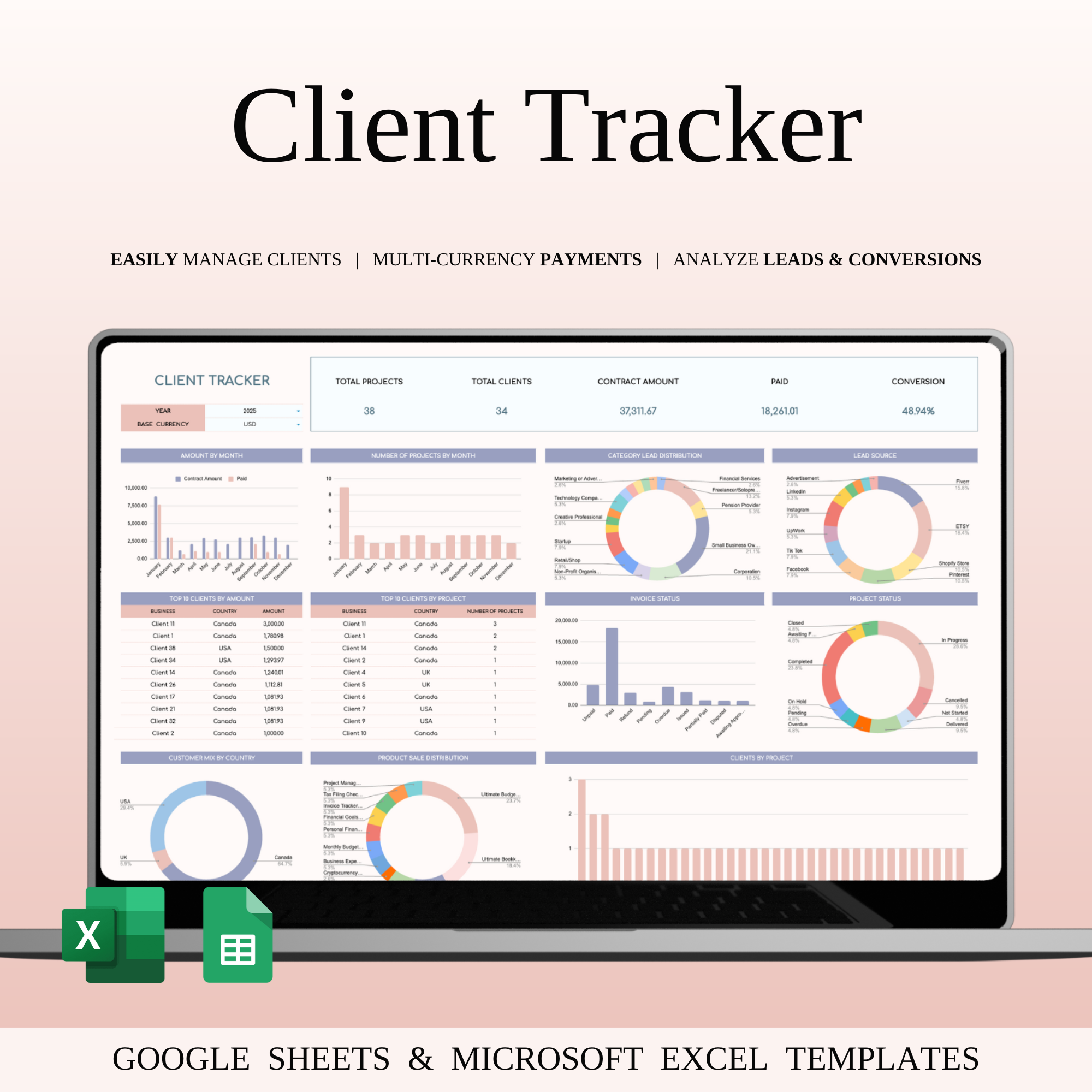 Client Tracker Spreadsheet Template in Excel and Google Sheets business clients business organization client dashboard client database client list client management client records client tracker communication log contact management contact tracker crm spreadsheet customer database customer management excel client tracker google sheets crm leads tracker project tracker relationship management sales tracker