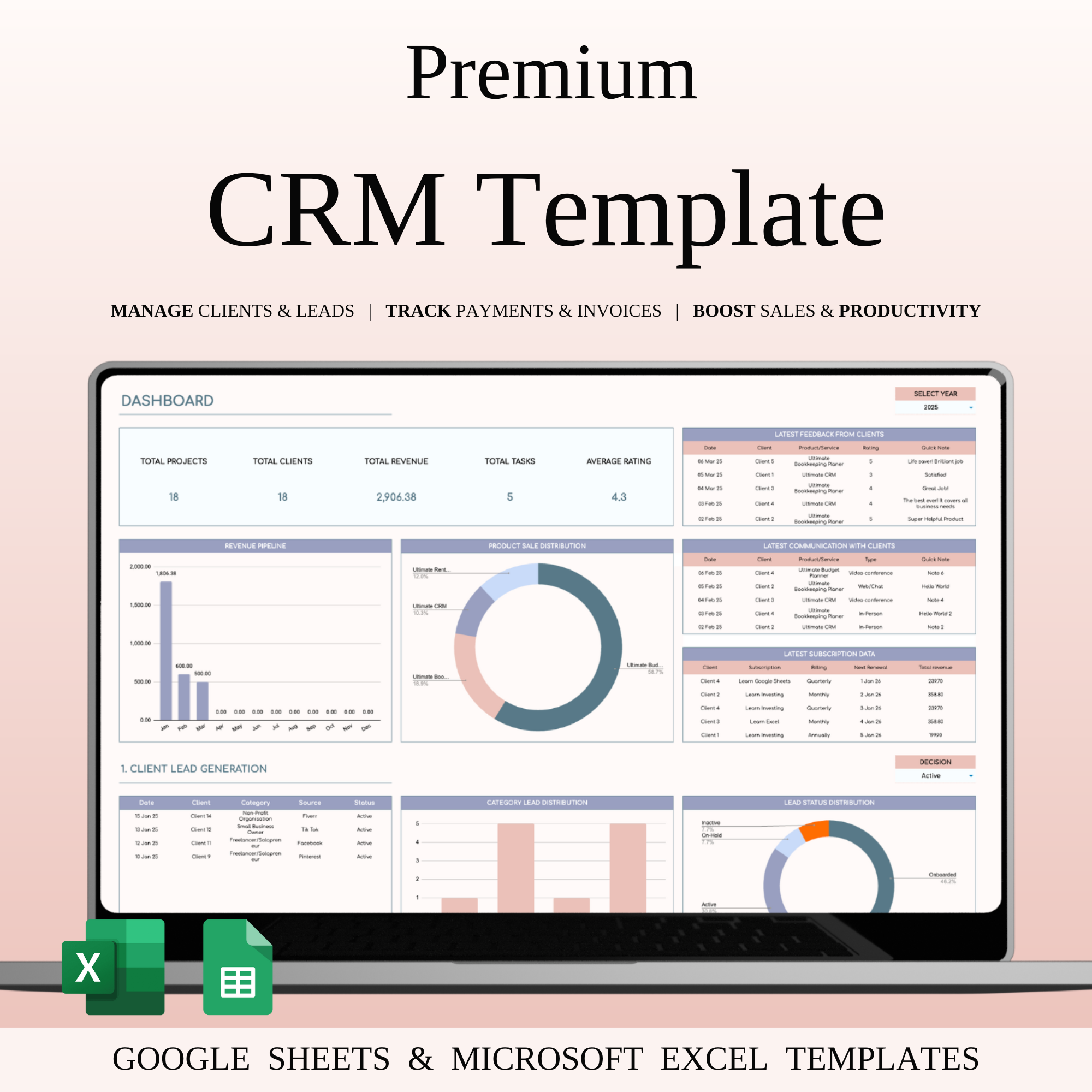 CRM Template for Excel and Google Sheets business crm business organization client management client relationship contact log contact management crm dashboard crm spreadsheet crm template crm tool customer database customer relationship management excel crm google sheets crm leads tracking pipeline tracker sales management sales pipeline sales tracker small business crm