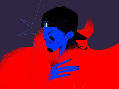 Red coat blue character character development coat digital editorial fashion girl illustration people red star