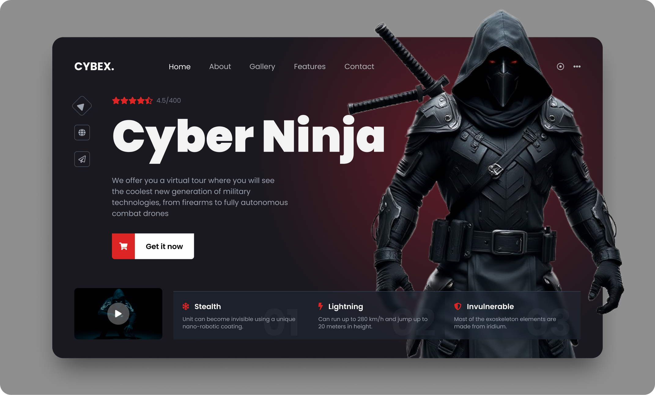 Cyber Ninja – Futuristic Dark Theme Website | Modern UIUX Design 3d animation branding conceptdesign cyberninja darkmode darktheme design designer figma futuristic graphic design illustration interactiondesign landing page ui visualdesign web design