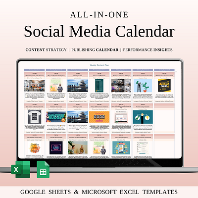 Social Media Content Planner for Google Sheets & Excel campaign tracker content calendar content management content planner content schedule digital marketing engagement tracker excel social planner google sheets calendar marketing planning marketing scheduler marketing workflow post ideas planner post tracker publishing planner social content organizer social dashboard social media calendar social media strategy social planner