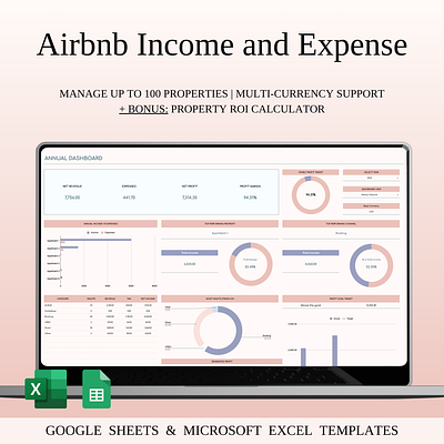 Airbnb Income and Expense Spreadsheet airbnb analytics airbnb dashboard airbnb host tools airbnb income tracker airbnb manager airbnb report airbnb spreadsheet excel template expense tracker google sheets template host management income tracker property dashboard property management real estate tracker rental business rental property sheet rental tracking short term rental vacation rental template