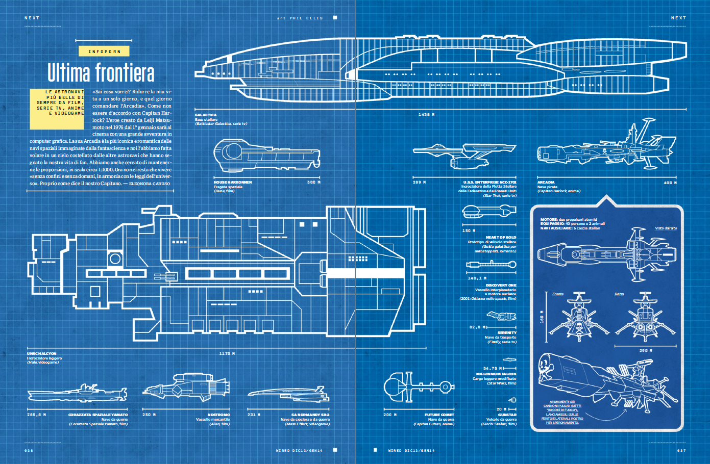 Wired Italia - Spaceship Size cutaway diagram editorial floorplan illustration layout size lineart magazine illustration technical illustration
