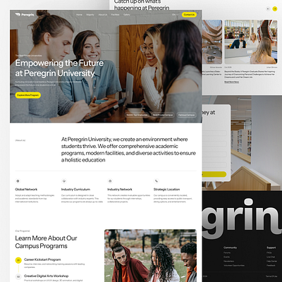 Peregrin - University Landing Page branding clean college creative education homepage minimal modern ui universitywebsite ux websitedesign