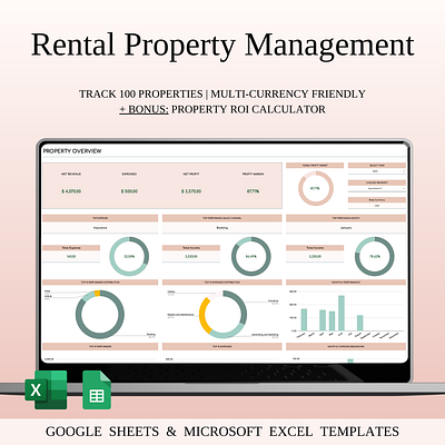 Rental Property Management Spreadsheet Template accounting tracker analytics bookkeeping business finance clean design data visualization excel template expense tracking google sheets landlord dashboard minimal ui modern layout productivity property management property tracker real estate finance rental income report design spreadsheet design ui dashboard
