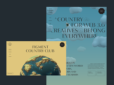 Figment Country Club 3d clouds collection community country club design drop figment illustration metaverse nft planet typography ui ux web web 3 web design website
