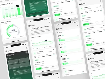 Auralis - Intelligent CRM - Mobile ai mobile analytics ui b2b saas contact management crm mobile mobile ui product design responsive design saas ui ux design ux strategy