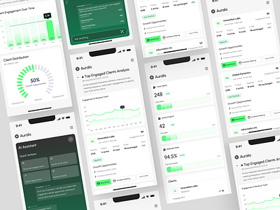 Auralis - Intelligent CRM - Mobile ai mobile analytics ui b2b saas contact management crm mobile mobile ui product design responsive design saas ui ux design ux strategy