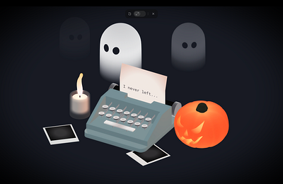 3d Halloween scene 3d blender cartoon interation splineoween spooky typewriter ui
