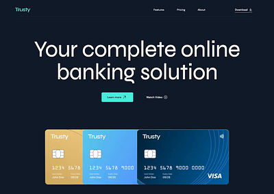 Trusty SaaS & Bank Website bank website branding design graphic design modern saas showcase simple ui uiux uiux design web design website website design