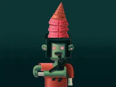 Zombie cartoon character characterdesign cute cute zombie digital eye funny girl halloween icecream illustration scary spooky zombie