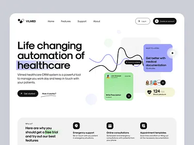 CRM for Doctors 💊 - Landing page/Hero crm for doctors crm hero crm website doctor landing for app landing for crm medical app medical landing page medical website medicine minimalist
