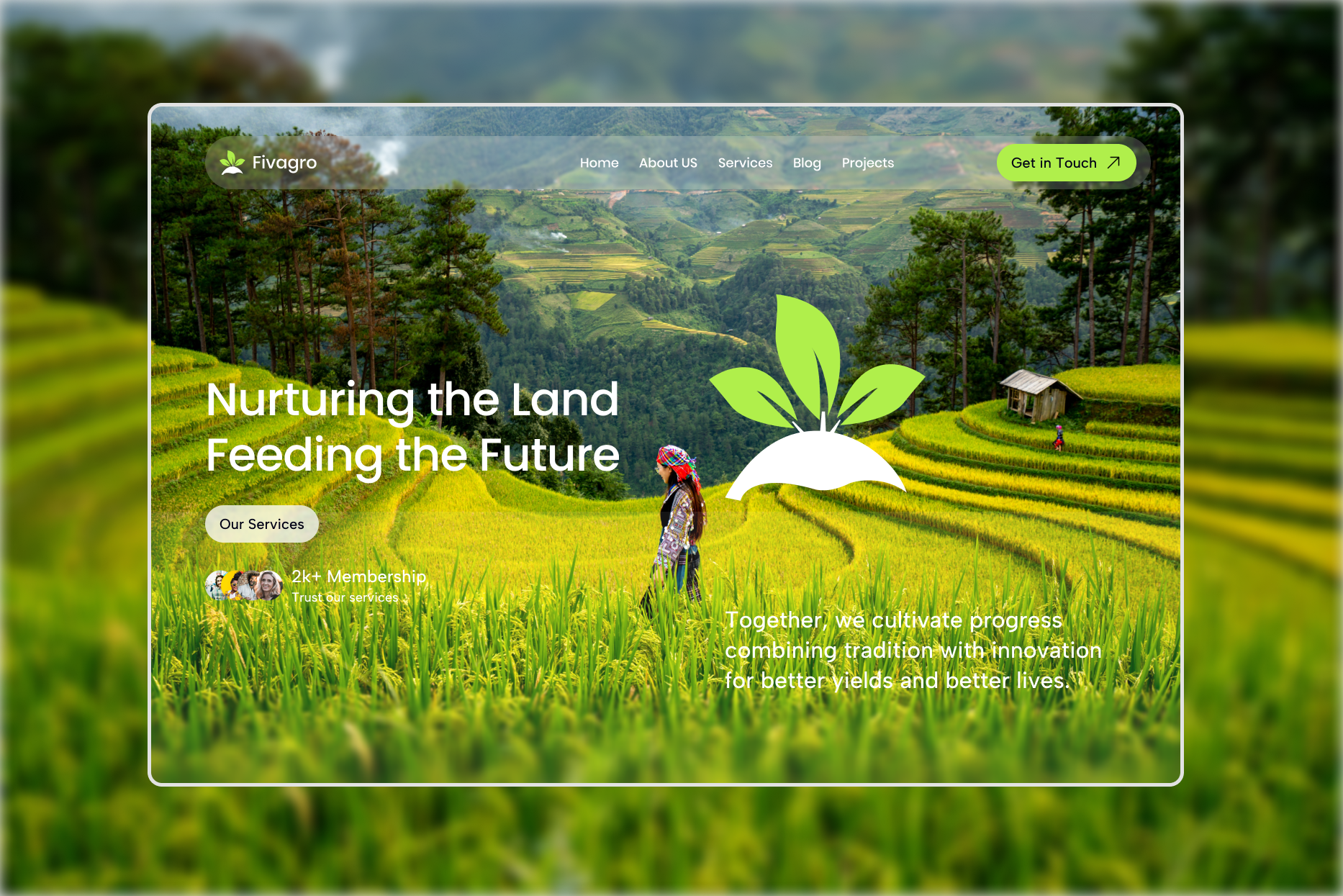 Fivagro – Modern Agriculture Website UI Design agriculture animation branding clean ui design figma design hero section landing page logo minimal design ui ux design website design