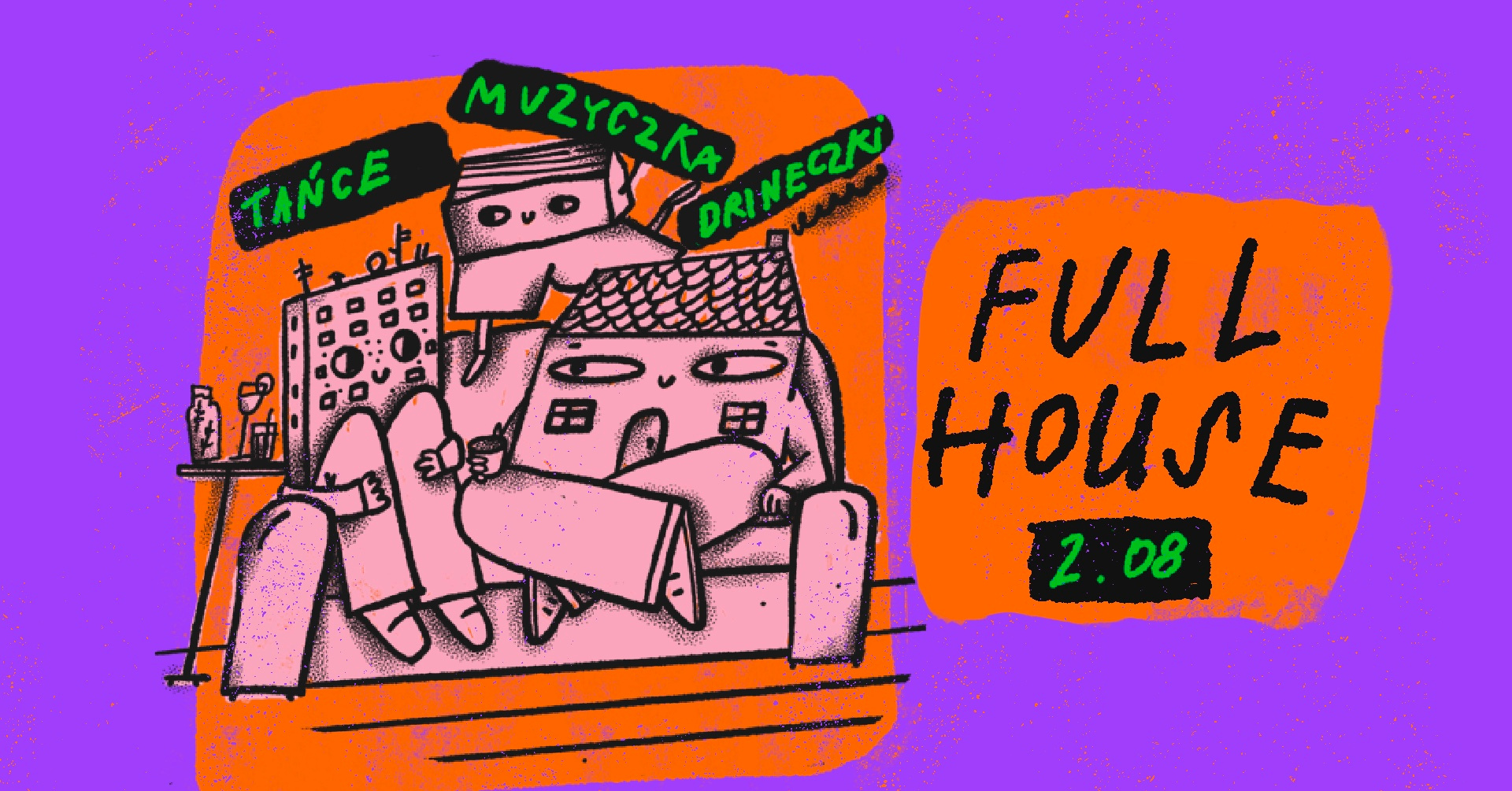 Sąsiadówka for House Tęczowa Club party character house illustration intuos photoshop poster texture wrocław