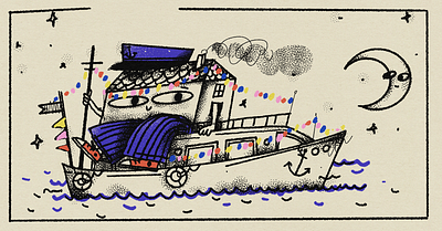 House Boat Party Poster for House Tęczowa boat character illustration party photoshop poster texture wrocław