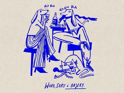 Illustration for House Tęczowa event and menu cat character dogs illustration photoshop texture wine work wrocław