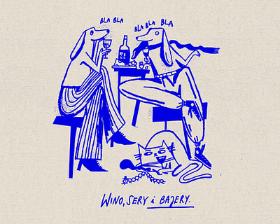 Illustration for House Tęczowa event and menu cat character dogs illustration photoshop texture wine work wrocław