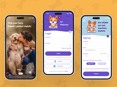 Pet Sitting - Login & Signup ui