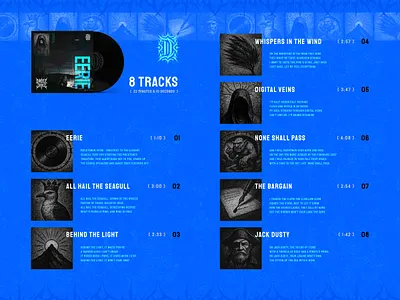 { EERIE } Official Track List album art direction branding chatgpt grid grid layout lyrics mocktober mockup music new release social songs tracks vinyl visual direction web design