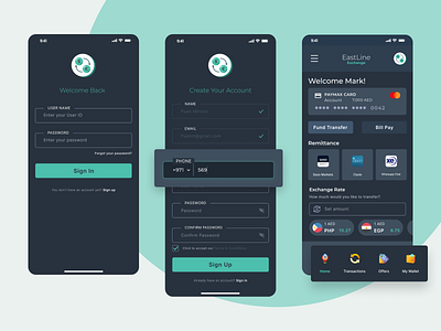 EastLine Exchange App app app design branding design exchange graphic design mobile ui